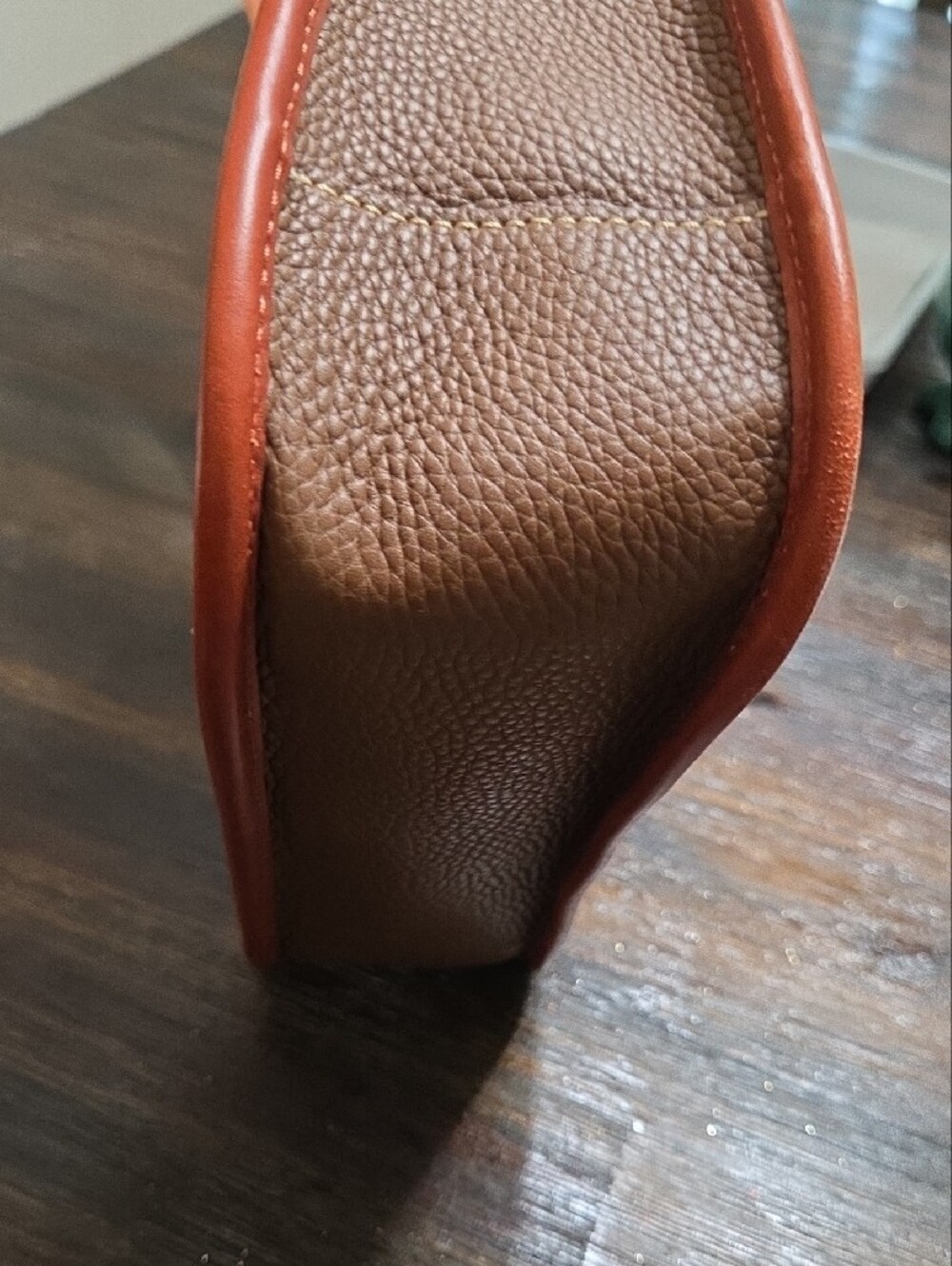 Dooney & Bourke Brown Pebbled Leather Shoulder Bag with Tan Trim - Picture 6 of 13